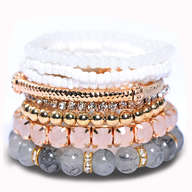 Wholesale Bohemian Glass Beads Layered Bracelet Set